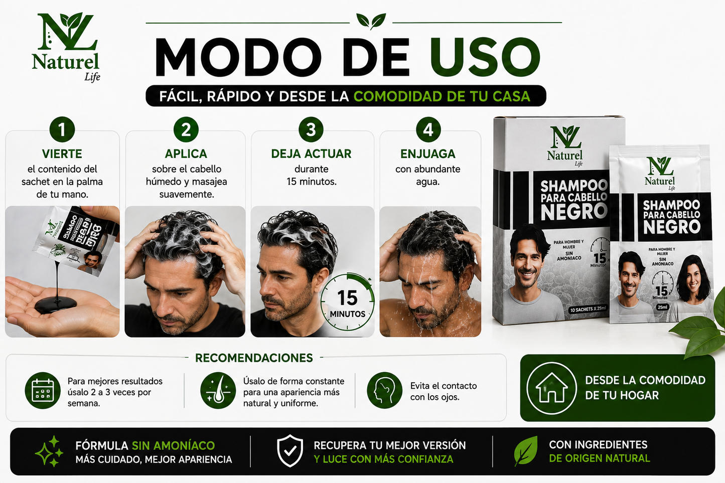 Shampoo Anticanas Negro Naturel