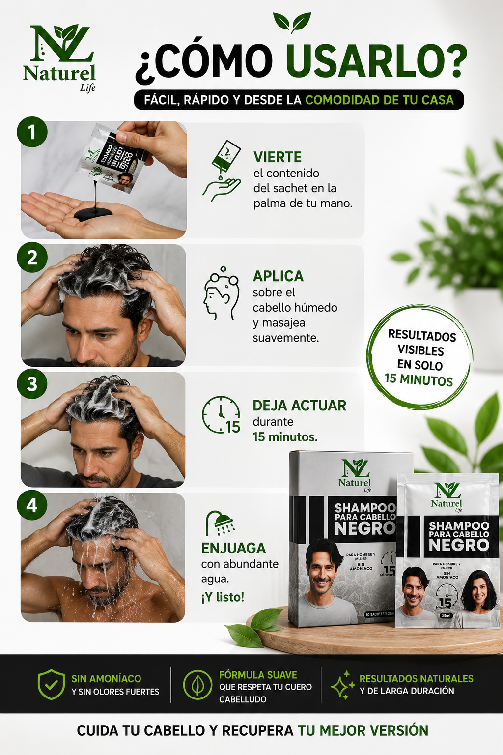 Shampoo Anticanas Negro Naturel